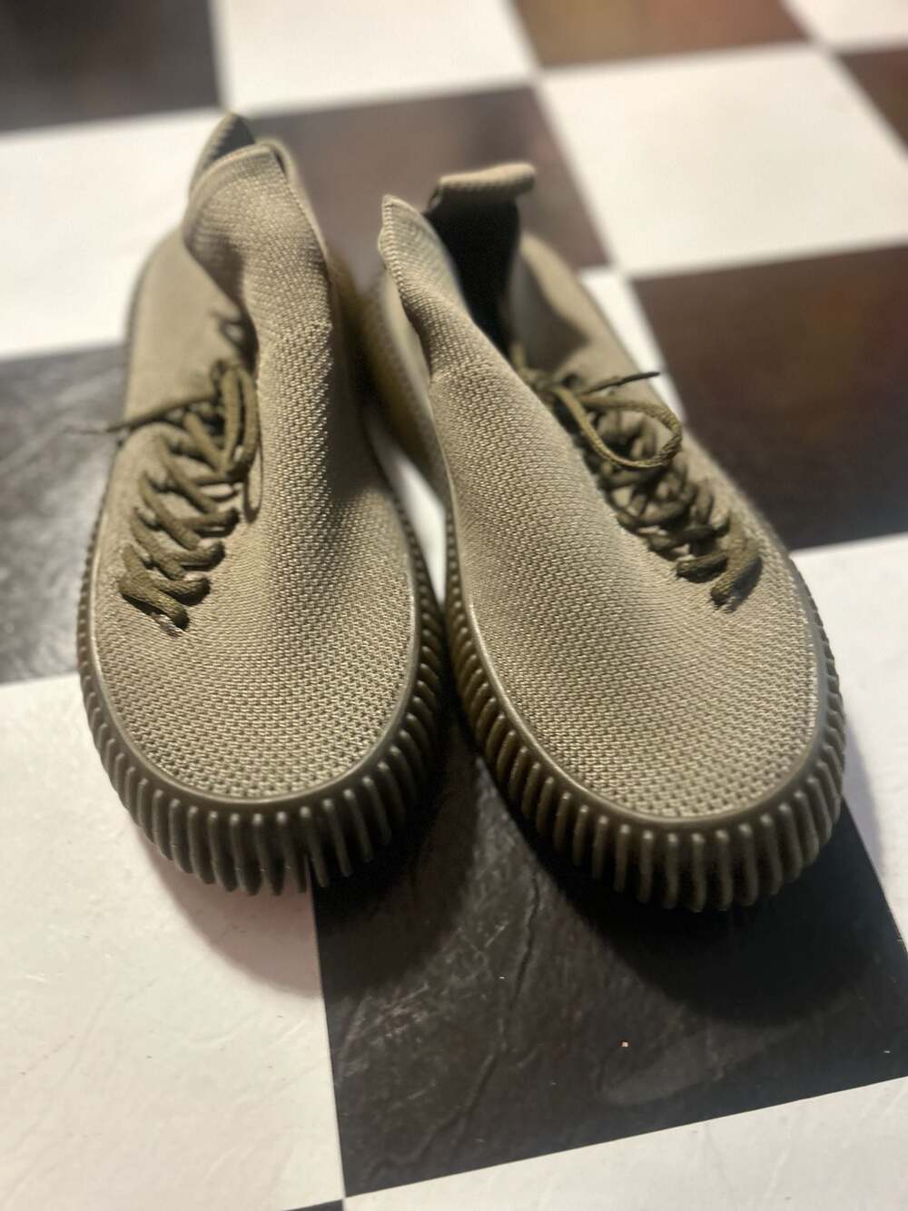 Bottega Veneta Ripple Tech-Knit Lace-up Sneakers Khaki
